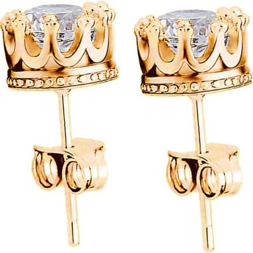 AiMolies Crown No Allergy 5mm White Purple Stone Sterling Silver Stud Earrings QED016