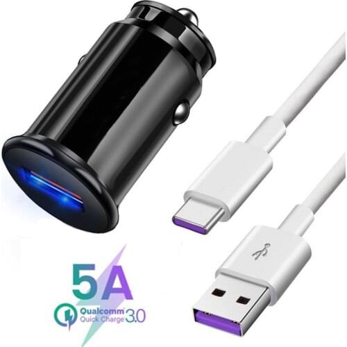 Car Charger Fast Charge 3A Car Phone Charger For Samsung Note 10 Plus A50 A70 Oneplus 8 7 Pro 5A Type C Super Fast Charge Cable