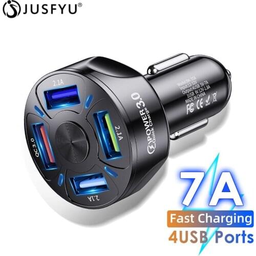 4 Port Car USB Charger Quick Charge 3.0 4.0 Universal 7A Fast Charging QC3.0 QC4.0 Phone Charger for iPhone Xiaomi Huawei In Car