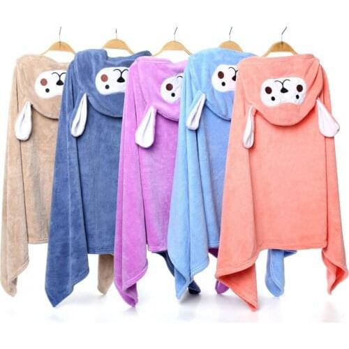 Childrens Bath Towel Babys Flannel Bathrobe for Boys and Girls Cartoon Hooded Bath Robe Autumn and Winter Clothing Sleepwear