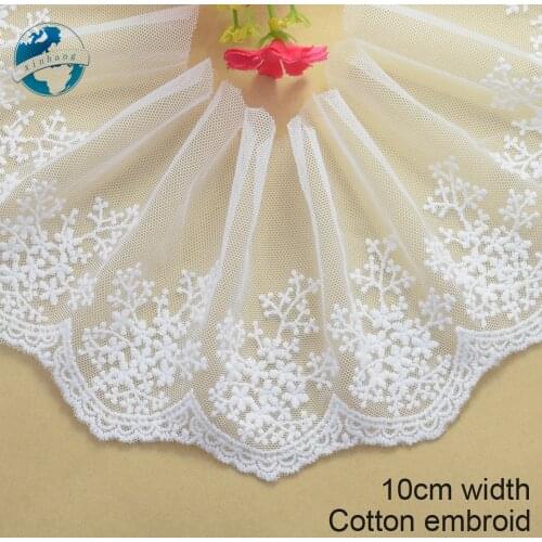 10cm Width White Embroidery Sewing Ribbon Guipure Lace Fabric Trim Warp Knitting DIY Garment Accessories African Lace #1793
