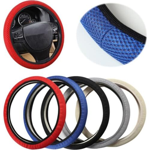 Car Steering Wheel Cover Summer Ice Silk Non-slip Durable Cotton Leather Without Fixed Inner Ring Sandwich Grip Car Accessories
