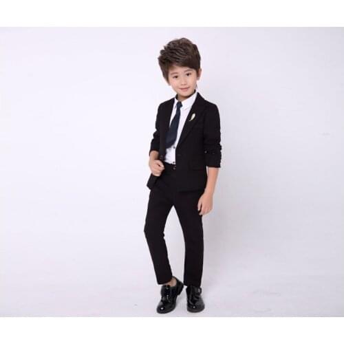 Black/blue boy suits for weddings Kids Prom Suits Black Wedding Suits Kids Big Children Clothing Set Boy Formal Costume 2pcs