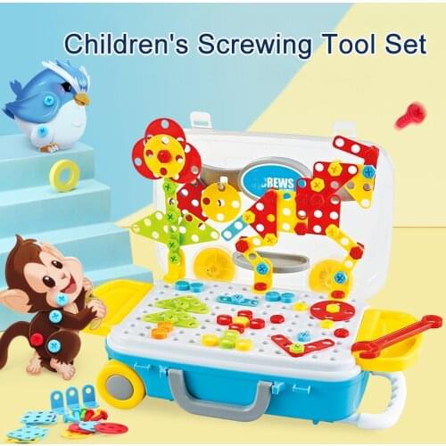 Children Electric Drill Screw Nut Set Disassembly Assembly 3D Puzzle Toys DIY Educational Toys Pretend Play Tool Box Kids Gift