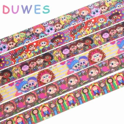 DUWES 50yards cartoon printed grosgrain Ribbon Accessory hairbow headwear decoration Wholesale OEM D1039