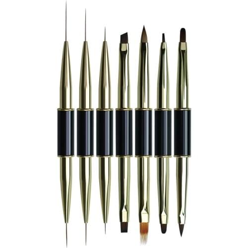 Dual End Nail Art Stripes Lines Liner DIY Painting Brush Liquid Powder Acrylic UV GEL Extension Builder French Drawing Pen