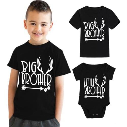 Big Brother T-Shirts Little Brother Baby Girls Bodysuit Summer Fashion Summer Matching Twin T-shirts Tops