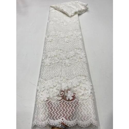 Hot Sale Nigerian Tulle Lace Fabric Latest African Embroidered Laces French Lace Fabrics With Sequins NI5019-1