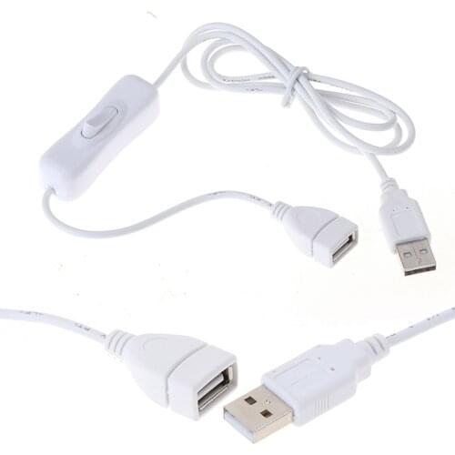 1PC 1M USB Cable Male to Female Switch ON OFF Cable Toggle LED Lamp Power Line Black Electronics Date Converting Wholesale