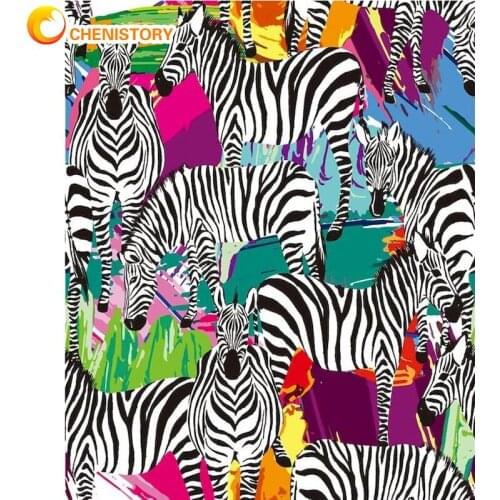 CHENISTORY Painting By Number DIY Kit Zebra Acrylic Paints Frame For Adults On Canvas Coloring By Number Picture Decoration Gift