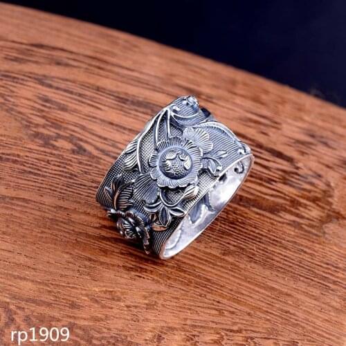 KJJEAXCMY Boutique Jewelryar 999 Pure Silver Ladies Open Flower Ring New Products