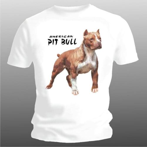 Summer 2019 100% Cotton Printed Pure Cotton MenS T-Shirt " Americano Pit Bull " T Shirt Company