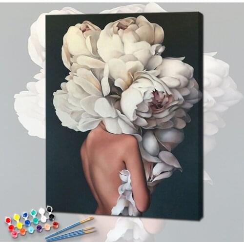 PhotoCustom 60x75cm Oil Painting By Numbers Flowers Figure Paint By Numbers On Canvas DIY Women Home Decor