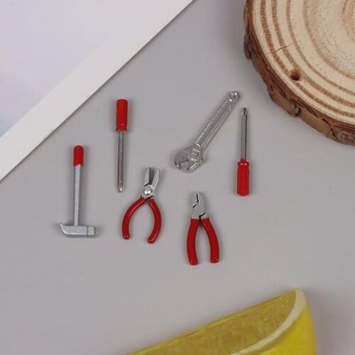 1Set/6pcs 1:12 Dollhouse Miniature Repair Kits Accessories Mini Hammer Wrench Tools Doll accessories