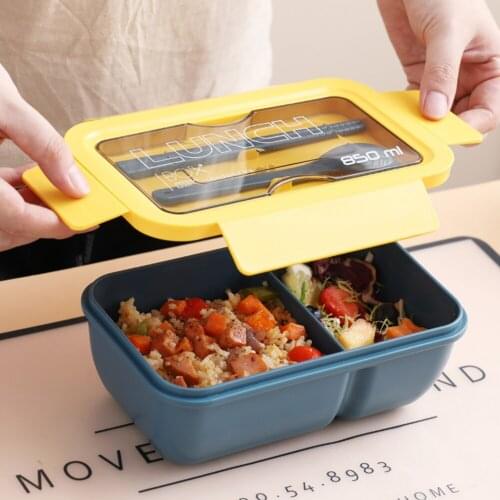 New Microwave Lunch containers Box with Compartments Bento Box Japanese Style Leakproof Food Container for Kids with Tableware