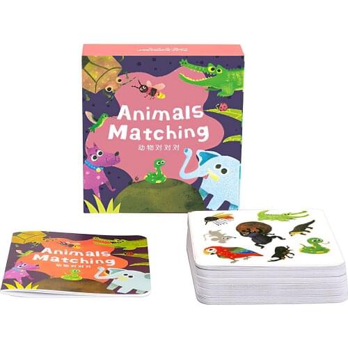 Educational Animal Memory Colorful Matching Pairing Spot It Card Puzzle Parent-Child Interactive Party Board Game Toys For Child