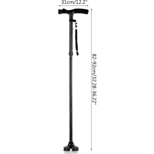 LED 4-Section Outdoor Fold Trekking Camping Portable Walking Hiking Stick for Elderly Telescopic Club Easy Put Into Bag