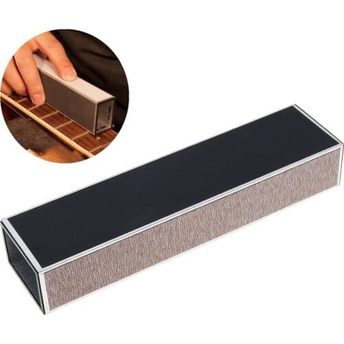 Durable 5.1 x 3.8 x 2.5cm Guitar Neck Fret Leveling Sanding Aluminum Beam Luthier Tool With Self-adhesive Sandpaper