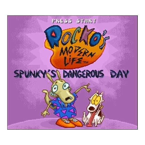 Rockos Modern Life - Spunkys Dangerous Day NTSC Version 16 Bit 46 Pin Big Gray Game Card For USA Game Players