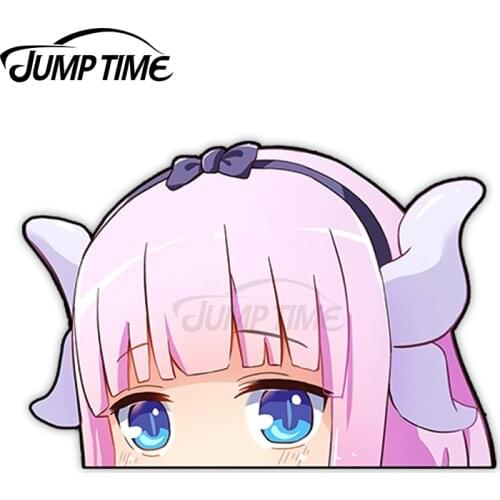 JumpTime 13 x 8.8cm Car Stickers for KANNA Miss Kobayashis Dragon Maid Anime Peeker Big Head Vinyl Scratch-proof Window Decal