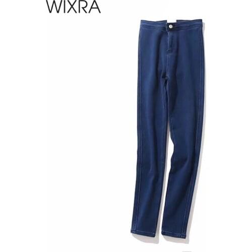 Wixra Female Jeans Pencil Pants With Fur Stretch Skinny Zippers New High Waist Slim Bodycon All-Match Autumn Denim Pants