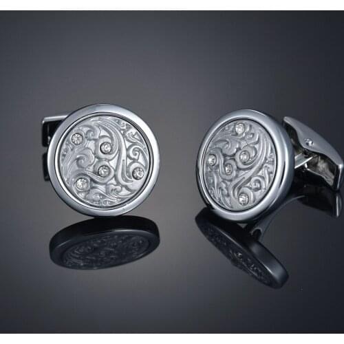 Clear Crystal Cufflinks Men Classic Cuff Button Designer High Quality Mens Shirt Round Cuff Links Gift Brand Wedding Luxury