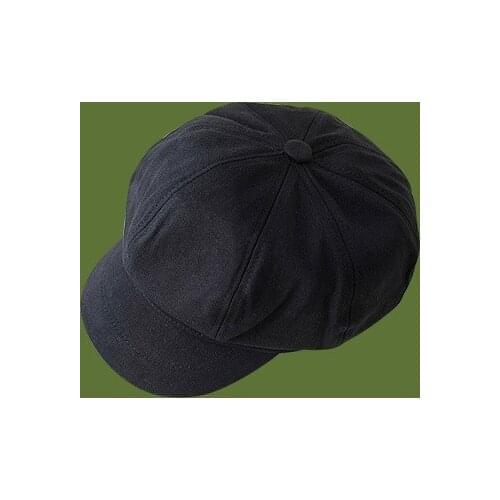 Womens Winter Navy Hat Pure Cotton Octagonal Hat Multicolor Solid Color Fashion Party British Hat Warm Beret