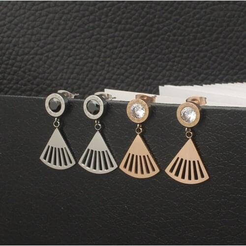 Newest Style Personality Fashion Stainless Steel Jewelry Simple Drop Rose Gold Color Earrings Joker For Woman And Girl EFCZAYBE