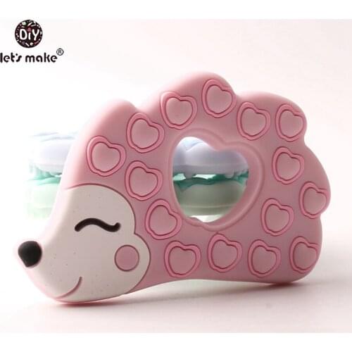 Lets Make 1pc Silicone Hedgehog Food Grade Silicone Teether Silicone Animal Baby Chewing Toys Making Nursing Bracelet Pendant