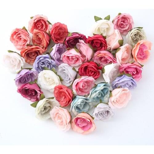 10pcs 4cm Silk Artificial Rose Flowers Cloth For Wedding Party Home Room Decoration DIY Dress Accessories Fake Flowers