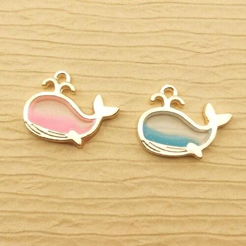 10pcs 15x20mm enamel fish whale charm for jewelry making fashion earring pendant bracelet necklace charm diy finding