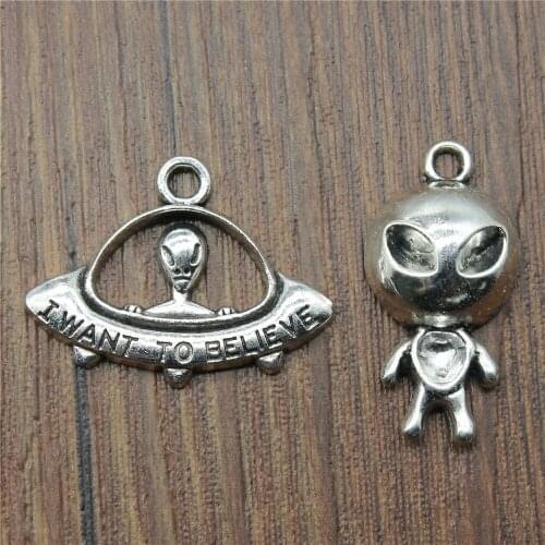 10pcs Et Charms Antique Silver Color I Want To Believe Ufo Charm Jewelry Accessories For Jewelry Making