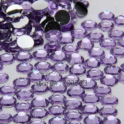1000PCS ss12 3mm Glitter Nail Art Tips DIY Rhinestones Crystal Non Hotfix Flatback Nail Art Decoration BeadsLight Purle N16