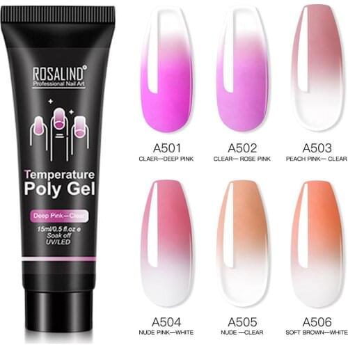 15ML 6PCS Nail Extension Gel Set Change With Temperature Transparent Crystal Nail UV Nail Polish Gel Set Finger Nail Art