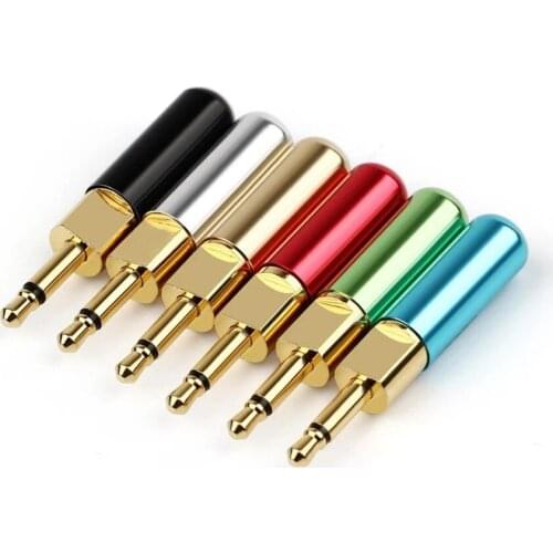 2.5mm Jack Mono Plug Connectors For HD700 HE400i HE1000 Headphone Male 3/32" Audio Adapter Gold Plated Solder 3.5mm Wire Hole