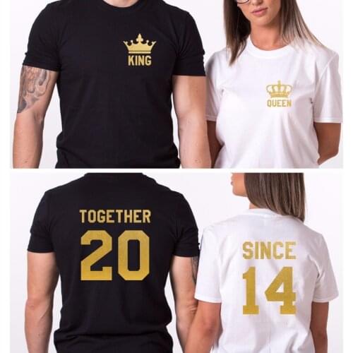 2019 Brand Clothing Two Pieces For Sale King And Queen Shirt Together Since Couple T-Shirt Love Matching Family Tee shirt
