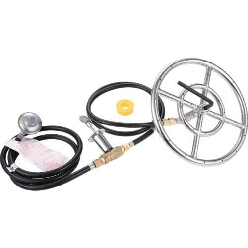 9pcs/kit Propane Burner Control Sytem Regulator Hose Brass Control Valve fits Outdoor Fire Pit Fireplace 12" Double Burner