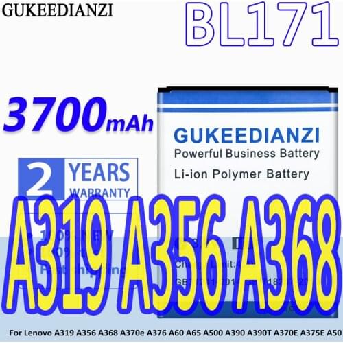 GUKEEDIANZI Battery BL171 3700mAh For Lenovo A319 A356 A368 A370e A376 A60 A65 A500 A390 A390T A370E A375E A50