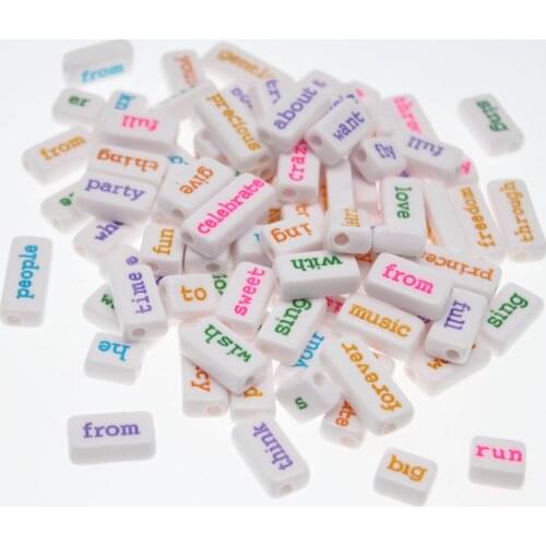 50Pcs Acrylic letters Strip Beads Big Hole for Jewelry Making