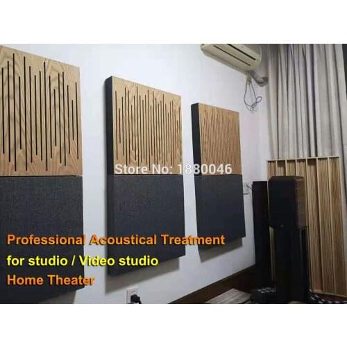2pc size 60x60cm Acoustical Treatment for Private cinema/studio Pro Audio Equipment Wood Sound Acoustic panel with hang brackets