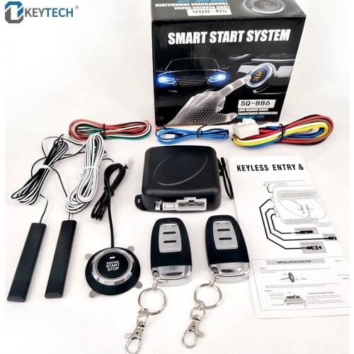 OkeyTech Auto Car Alarm Keyless Entry Engine System Remote Control Start Stop Central Lock PKE Car Engine Start Stop Push Button