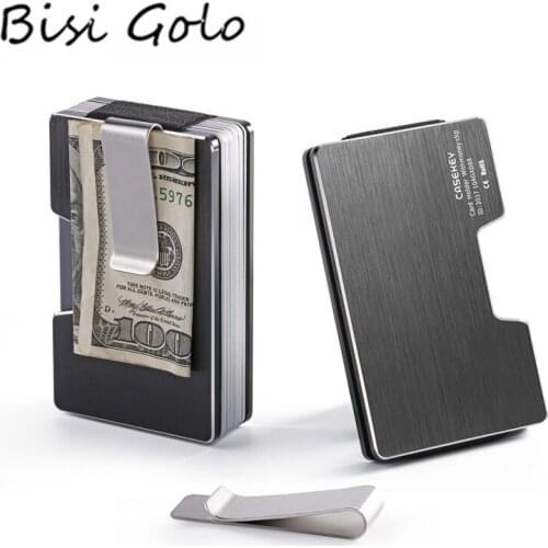 BISI GORO 2020 Smart Credit Card Holder Protector Aluminum Casual Metal Men and Women ID Holder Multifunctional Wallet Money Bag