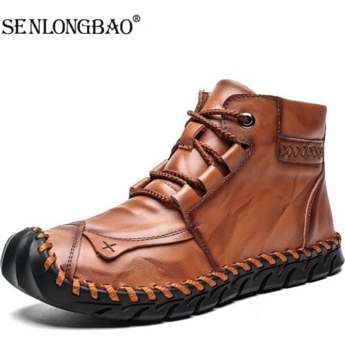 New Winter Men Warm Casual Ankle Boots Fashion Snow Boots Comfortable Men Walking Shoes Soft Leather Flat Man Boots Size 38-48