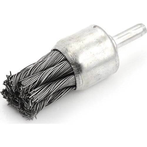 One Piece Wire Knot End Brush Stainless Steel With Shank For Die Grinder or Drill 6*25mm