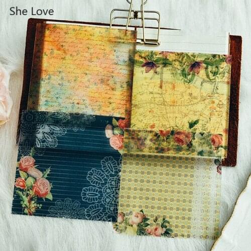 Chzimade 10Pcs Vintage Lace Flower Printed Vellum Paper Stickers For Diy Card Making Scrapbooking Happy Planner Paper Crafts