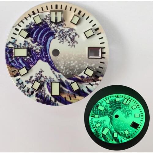 28.5mm29mm33mm watch dial Enamel C3 BGW9 luminous surface NH35 Movement Watch Spare Automatic Mechanical Movement Repair Parts