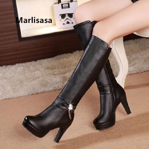 Frauen Stiefel Women Fashion High Quality Black Pu Leather Autumn Knee High Long Boots Lady Casual White Boots Botas G6016