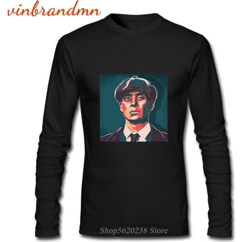 Vintage Retro Peaky Blinders portrait Print T Shirt Long Sleeve T-Shirt Funny Peaky Blinders FAN Stylish Design For Men Clothing