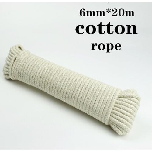 6mm x 20m cotton braided rope macrame rope clothes DIY wedding decoration crafts cable Camping tying outdoor garden accessories