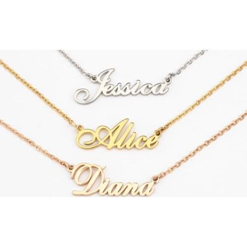 Customized Personalized Letter Custom Name Necklace for women Gold Stainless Steel Chain Choker Necklace Jewelry Gift